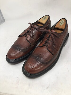 #ad SEARS Vintage Shoes Size 10 M Brogue Long Wingtips Brown Leather $34.00