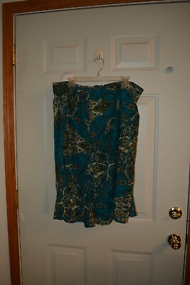 Teal paisley A line skirt length is mid calf 100% polyester  $5.00
