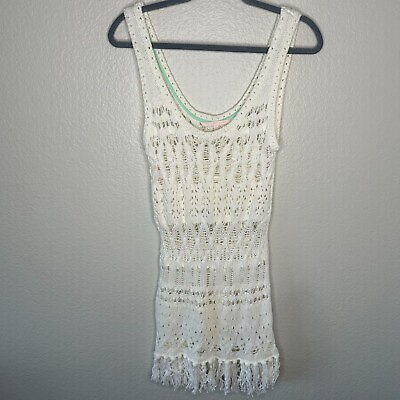 #ad NWT Victoria#x27;s Secret White Open knit Mini Dress Summer Swim Cover Up Vacation S $24.99