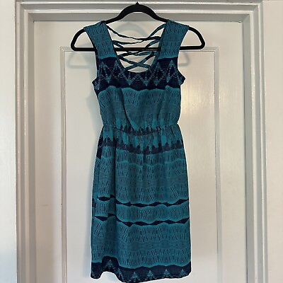 #ad #ad Beach Dress XS extra small Blue Mini Fit Flare $9.99