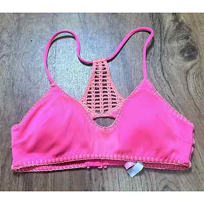 #ad Victoria’s Secret Women’s The Fabulous Pink Coral Crochet Bikini Top Size Small $12.99