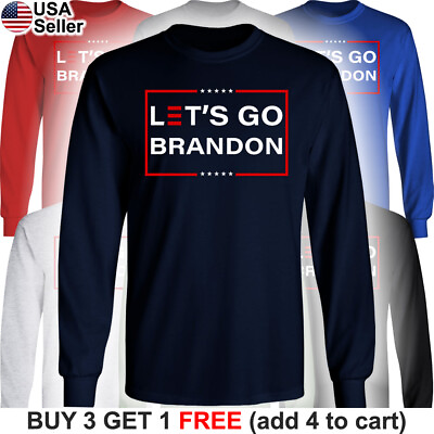 Let#x27;s Go Brandon Long T Shirt US Political FJB Biden Trump 2024 Funny Lets Maga $9.86
