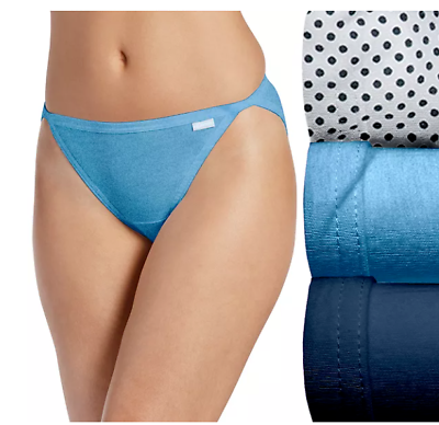 #ad Women#x27;s Jockey 3 Pack String Bikinis Blue Asst Cotton Comfort Panty Underwear $20.00