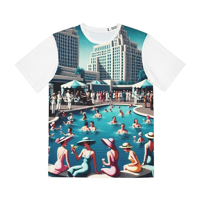 #ad #ad All Over Print T Shirt Unisex Adult Retro 40s 50s Pool Party Las Vegas Resort $40.67