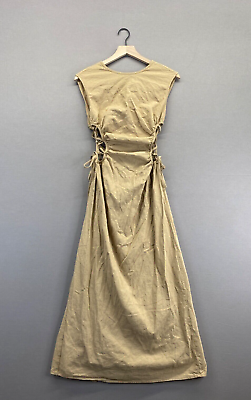 #ad Shein Womens Beige Maxi Dress Short Sleeve Scoop Neck Open Waist Size Large $7.99