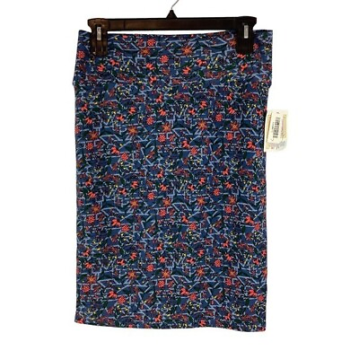 #ad LuLaRoe Cassie Pencil Skirt Size L Blue Floral $9.59