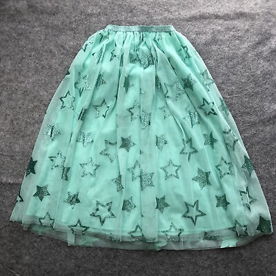#ad Cat amp; Jack Girls Skirt Medium 7 8 Mint Green Glitter Star Tulle Long Sparkle $11.05