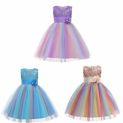 #ad Lace Flower Princess Girl Dress For Girls Wedding Party Tutu Fluffy Gown $19.99