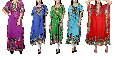 #ad Long Kaftan dress Hippy Boho Maxi Plus Size Women Caftan Tunic Dress Night $41.11