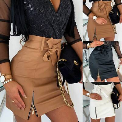 #ad #ad Womens High Waist PU Leather Mini Skirts Party Club Zipper Bodycon Skirt Dresses $19.54