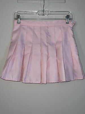 #ad Pale PINK Pleated Skater Skirt Skirt w Shorts schoolgirl Medium M Uniform $8.99