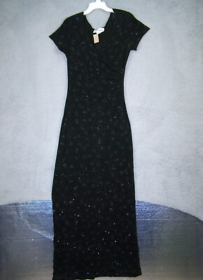VTG Ronnie Nicole By Ouida Size 6 Dress Black Sequined Crises Cross Long Women#x27;s $12.50