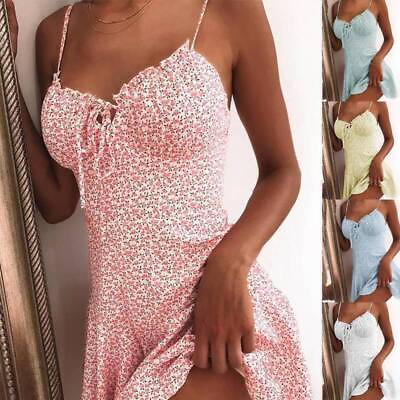#ad Sexy Womens Summer Boho Floral Mini Dress Strappy Holiday Beach Short Sundress $13.51