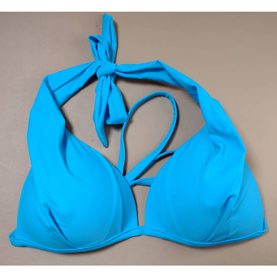 #ad Blue Bra Style Halter Bikini Top Women#x27;s Size Small $6.99