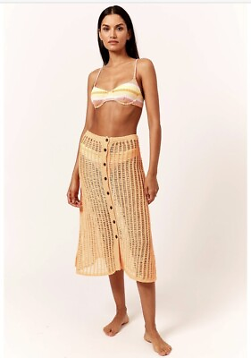 #ad 🥥🌴SOLID amp; STRIPED “Vivianne” Crochet Skirt Beach Cover Up Small NEW🌴🥥 $100.00
