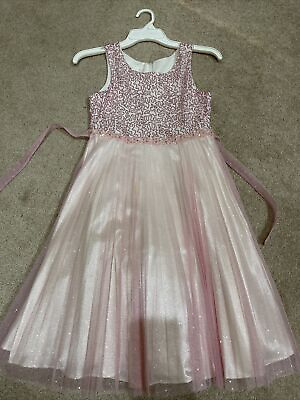 BONNIE JEAN PINK SEQUINS SHIMMERING HOLIDAY EASTER PARTY DRESS GIRLS SIZE 12 $49.99