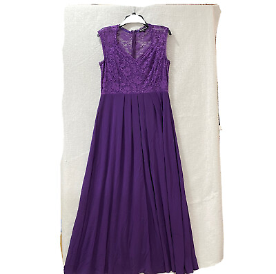 REPHYLLIS Dress Floral Lace Chiffon Wedding Maxi Formal Long Women#x27;s XL Purple $30.79