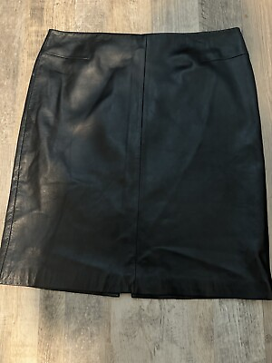 #ad Women’s Leather Skirt Size 12 Black Leather Brand Andrea Viccaro. Z $18.99