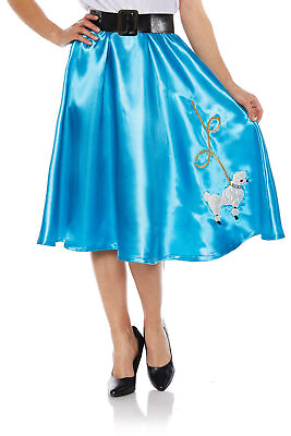 #ad Turquoise Satin Poodle Skirt 50#x27;s Retro Halloween Costume Accessory Adult Women $12.73