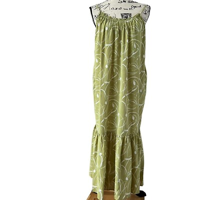 #ad Lush Flounced maxi lounge dress Ladies small lime green abstract floral print $35.00