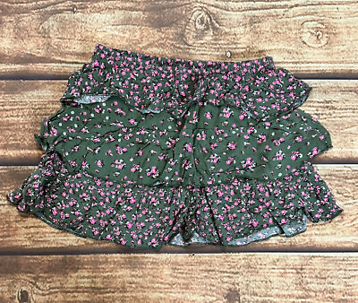 #ad Justice Girls Lined Skort Size 12 Ruffle Layered Elastic Waist Floral Skirt $8.21