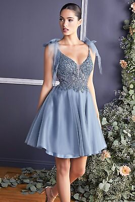 FORMAL SHORT TULLE A LINE SLEEVELESS DRESS EMBROIDERED W SEQUINS amp; RHINESTONES $124.50