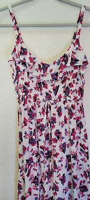 #ad Torrid Womens Sundress XL White W Pink Floral Challis Boho $26.00
