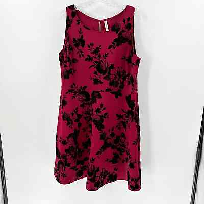 #ad Gilli Red Black Floral Sleeveless Scoop Neck Keyhole Back Shift Dress Size 3X $19.80