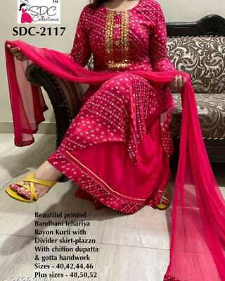#ad Women Indian Ethnic Palazzo Kurta Set Designer Skirt Kurta Bollywood Style Dress $35.99