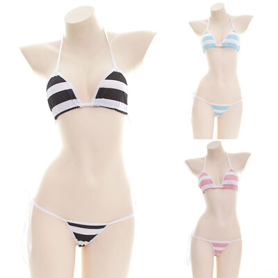 Sexy Mini Bikini Striped Women Brazilian G String Set Thong Swimwear Swimsuits $7.82
