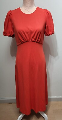 #ad Boden women#x27;s 8P red puff sleeve viscose blend short sleeve empire maxi dress $38.00