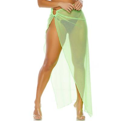 #ad Sheer Net Wrap Skirt O Ring High Slit Swim Coverup Full Length Long 440339NG $19.24