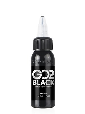 #ad GO2 BLACK 1 oz Xtreme Ink Premium Dark Solid Bold Tattoo Pigment Made in USA $9.99