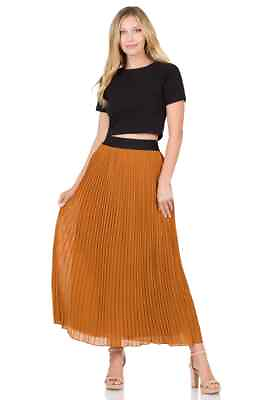 Chiffon Pleated Maxi Skirt Multiple Sizes amp; Colors ZENANA GBP 29.99