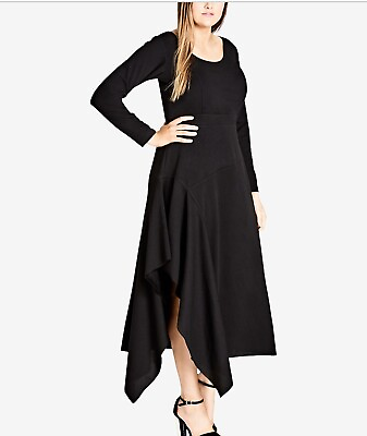 City Chic Trendy Asimmetical Maxi Dress Plus Size 14 XS $39.01