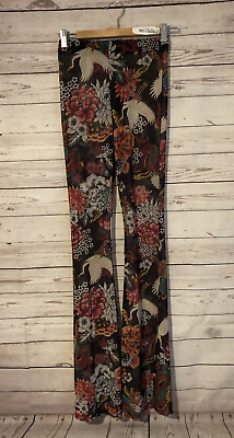 Akira Sheer Pants Women’s Size S Floral Bird Print Wide Leg New $14.99