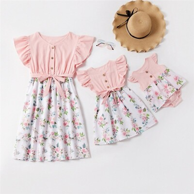 Mother Daughter Dresses Floral Mommy Baby Girls Romper Family Matching Clothes $10.95