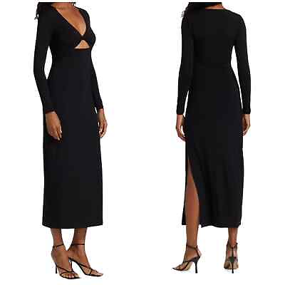 #ad #ad Jonathan Simkhai NWOT Alana Matte Jersey Cutout Maxi Dress Long Sleeve Black $125.00