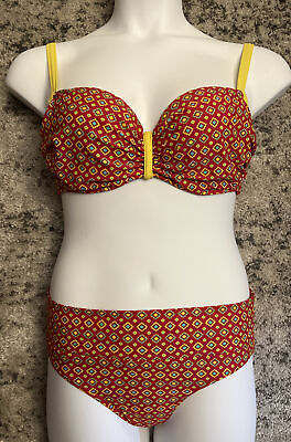 #ad Curvy Kate Red Bikini Set 32E and XS Bottom EUC $34.99