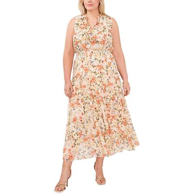 #ad MSK Women Womens Floral Print Long Daytime Maxi Dress Plus BHFO 6444 $20.99