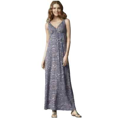 #ad Cabi Purple animal print knit patio maxi dress surplice sundress XS long tall $19.99