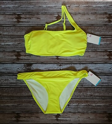 #ad NWT Swimsuit Bikini 2ps Set Hot Yellow Size Large $20.80
