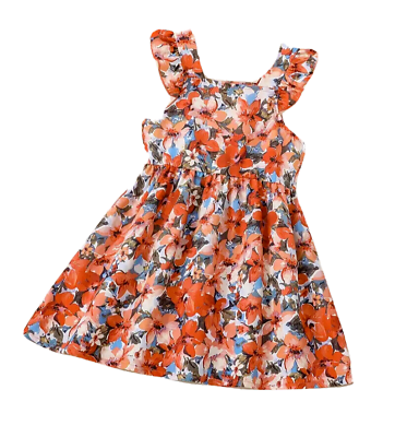 New Girls Size 6 Flutter Sleeve Lightweight Floral Sun Dress $8.99