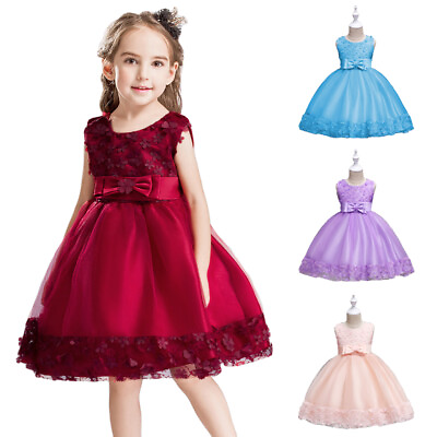 #ad Baby Girls Flower Tulle Party Dress Toddler Kids Birthday Formal Pageant Dresses $38.56