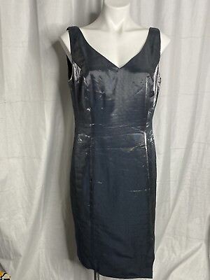 #ad #ad Silver Black Metallic Grey Cocktail Dress Sleeveless Knee Length Zipper Back 12 $51.30