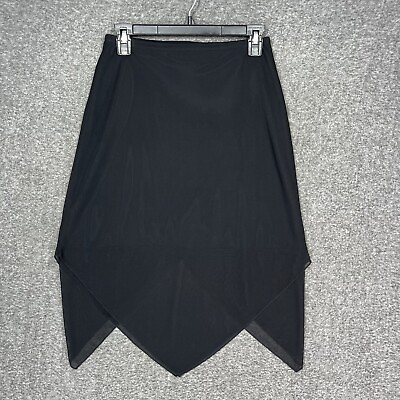 #ad Vintage Le Parfait Skirt Women’s S Black Short Asymmetrical Hem Y2K Sheer Lined $14.99