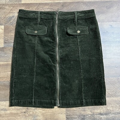 #ad D. Jeans Size 10 High Waist Cord Skirt Length 20” Zipper Button Green Womens $25.58
