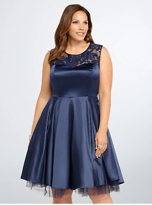 #ad #ad Torrid Illusion Cocktail Party Navy Blue Dress Prom $42.49