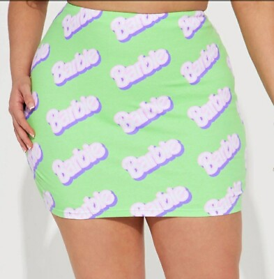 #ad Fashion Nova Official Barbie Logo Print Mini Skirt Plus Size 3X 22 24 $34.99