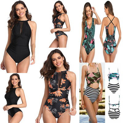 #ad 1 Piece Women High Waisted Bikini Swimsuit Tummy Control Beachwear Swimwear New $11.99